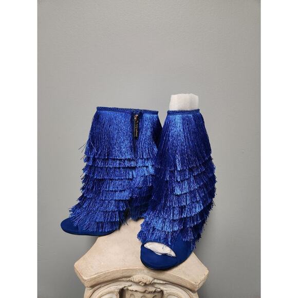 Mambo Shoes - NWOT Mambo Fringe Heels in Blue 11